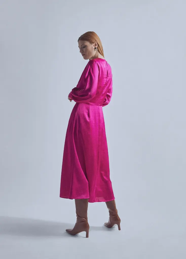 Robe Rose en Satin - Maïté by Lola