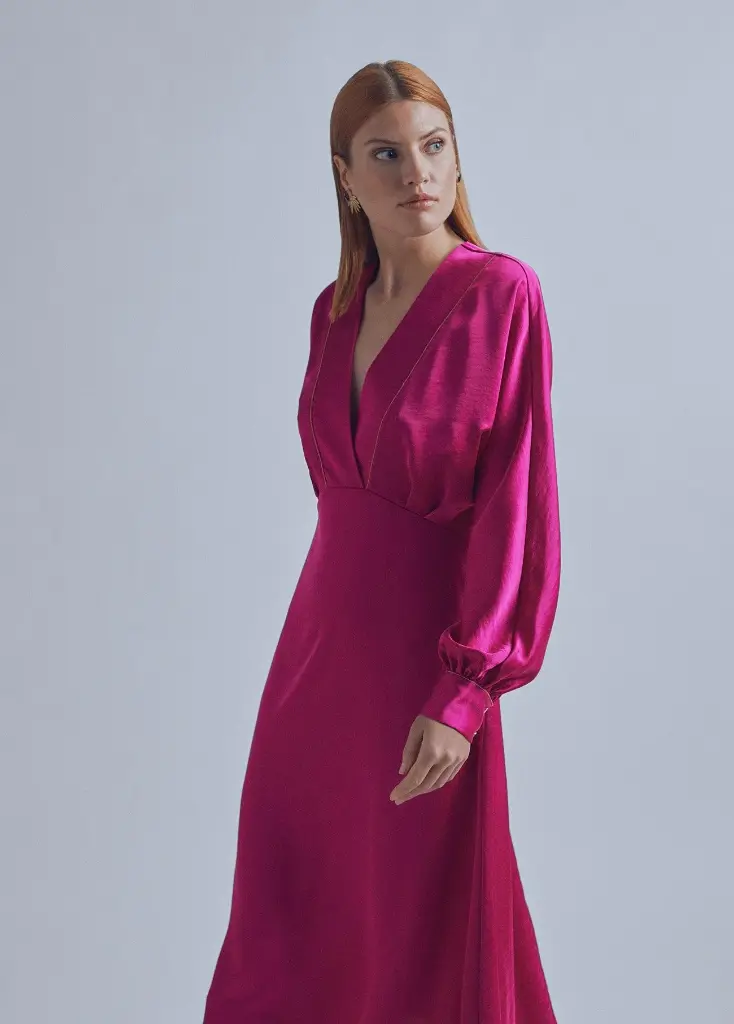 Robe Rose en Satin - Maïté by Lola