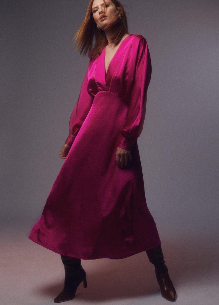 Robe Rose en Satin - Maïté by Lola