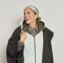 Capuche kaki et écru effet mouton- Fudoon  