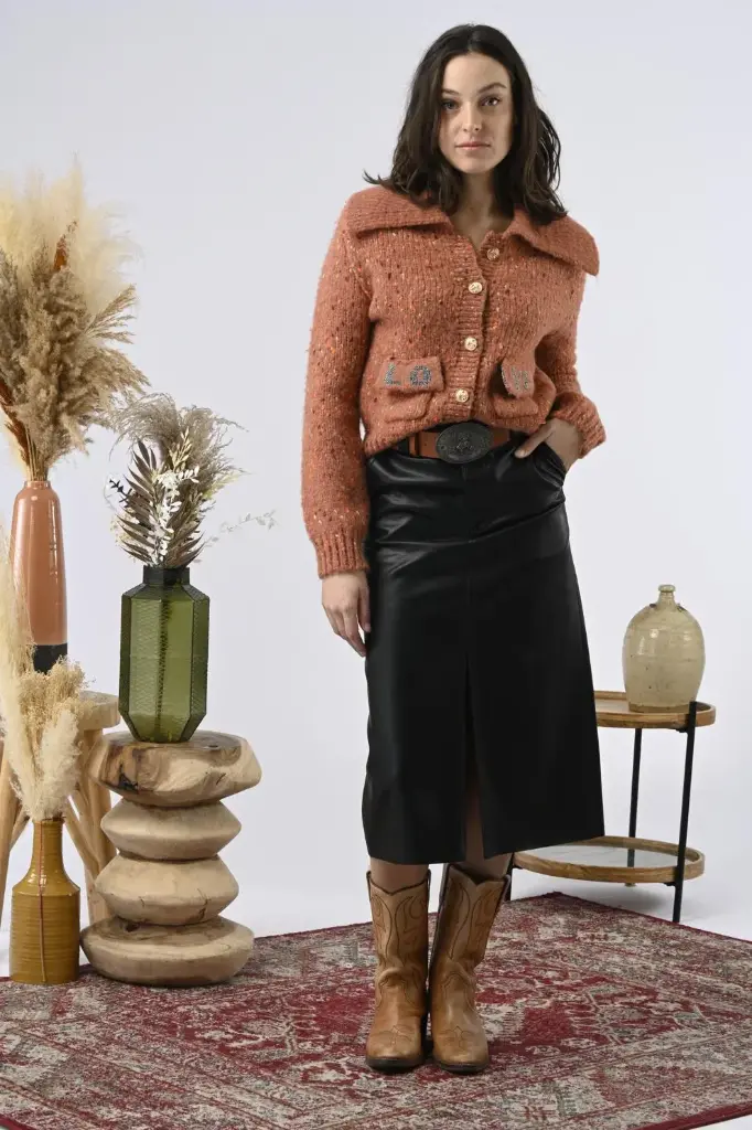 Gilet rose en laine Koline - Orfeo