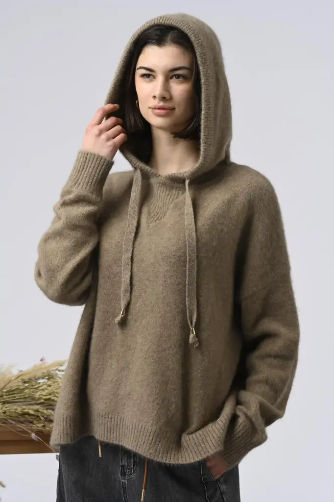 Pull à capuche taupe Bartola  - Orfeo