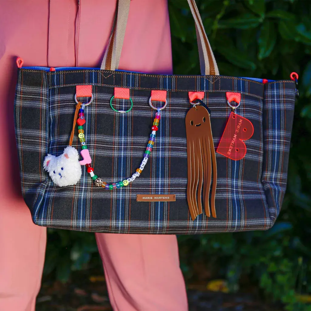 Sac cabas Shopper Octopus tartan gris - Marie Martens