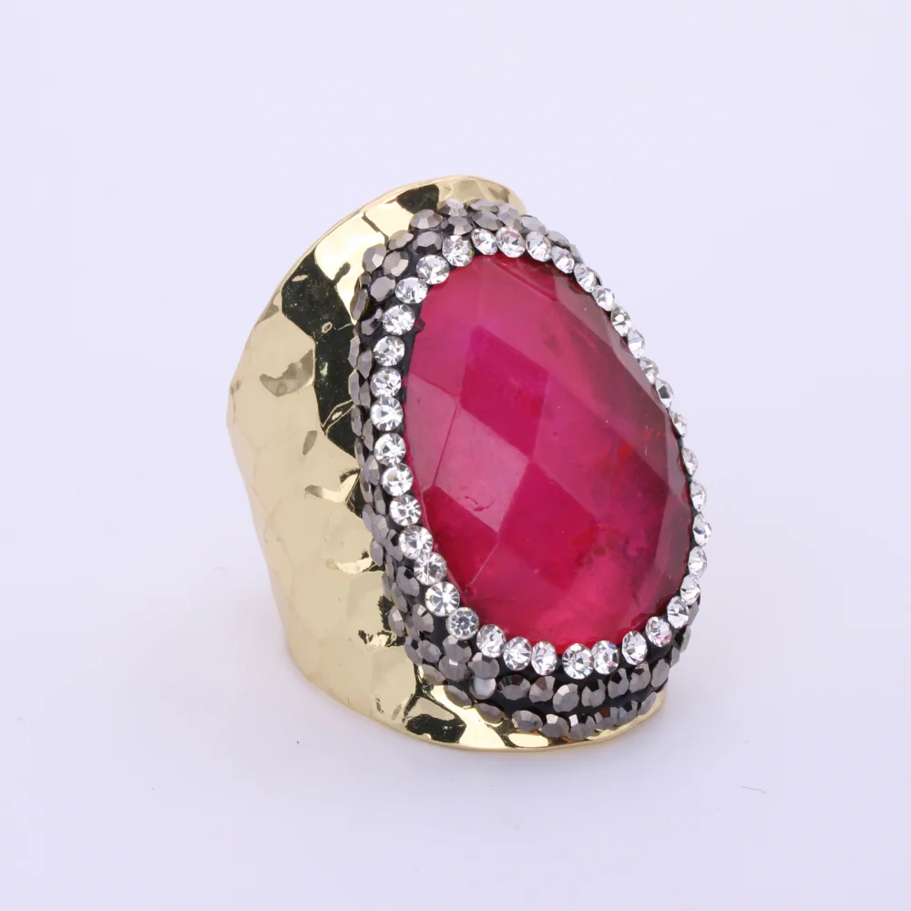 Bague Strass dorée Néon pink - Hypnochic