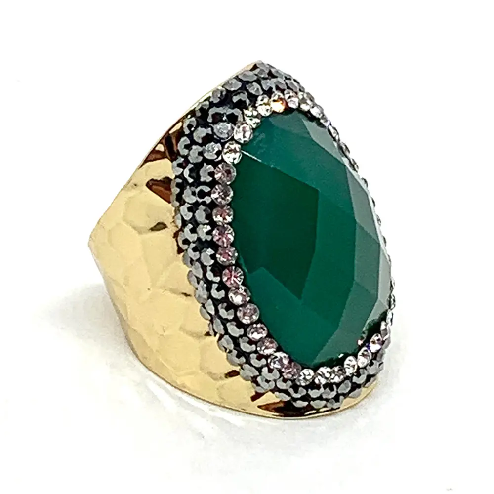 Bague Strass dorée Agathe verte - Hypnochic 