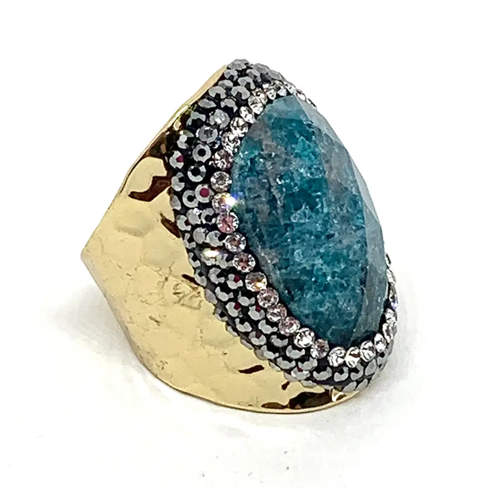 Bague Strass dorée Apathite - Hypnochic  