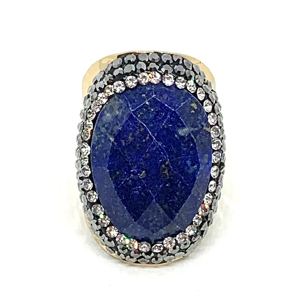 Bague Strass dorée Lapis Lazuli - Hypnochic  