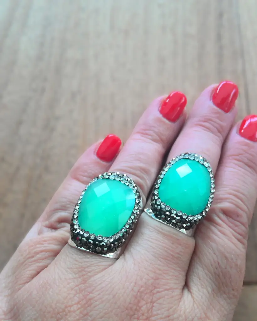 Bague Strass Argentée Amazonite - Hypnochic 