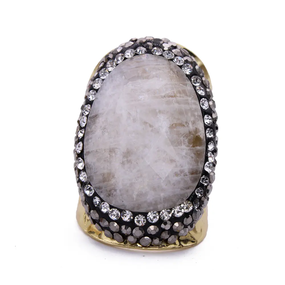 Bague Strass Argentée Pierre de Lune - Hypnochic    