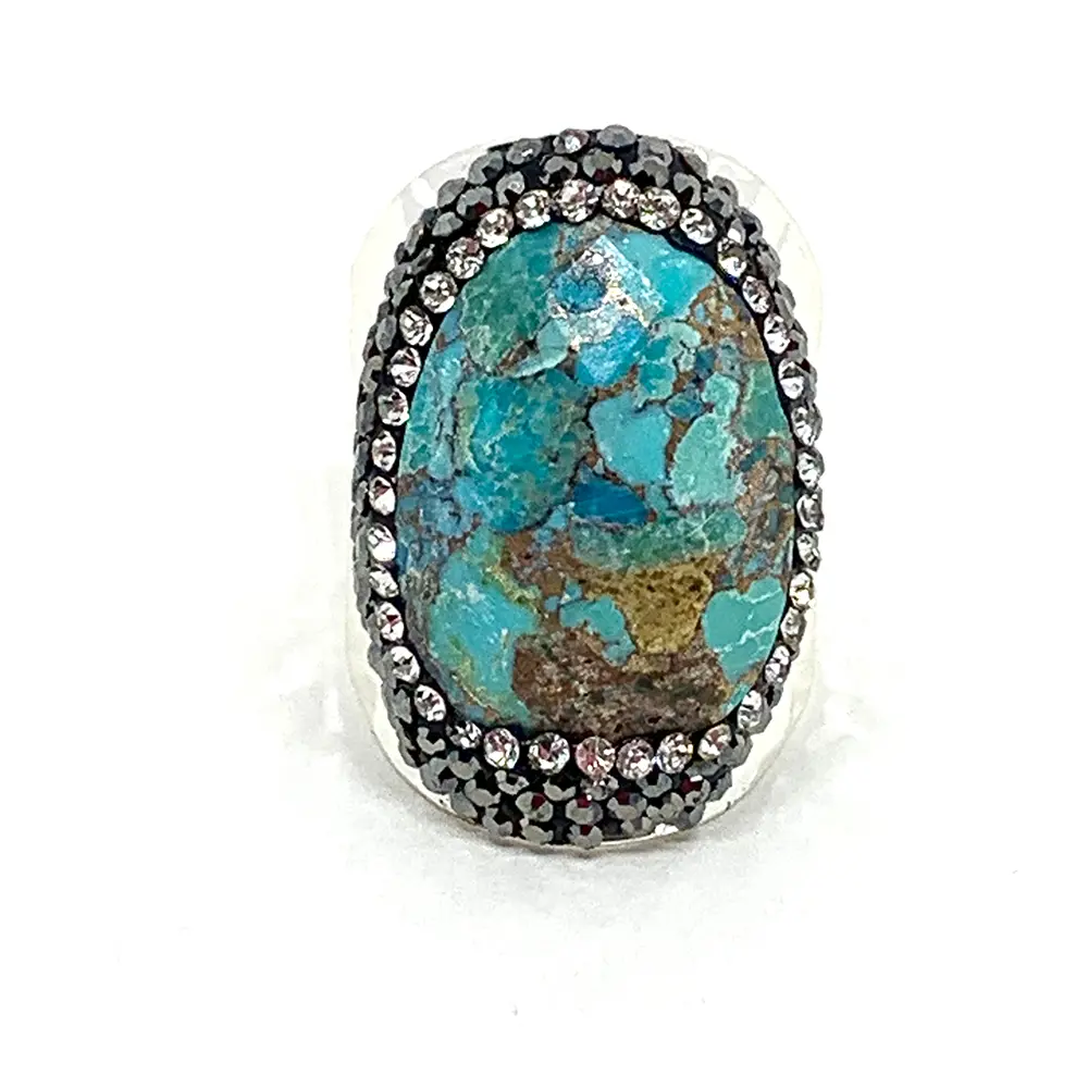 [Strass ag turq] Bague Strass Argentée Turquoise - Hypnochic     