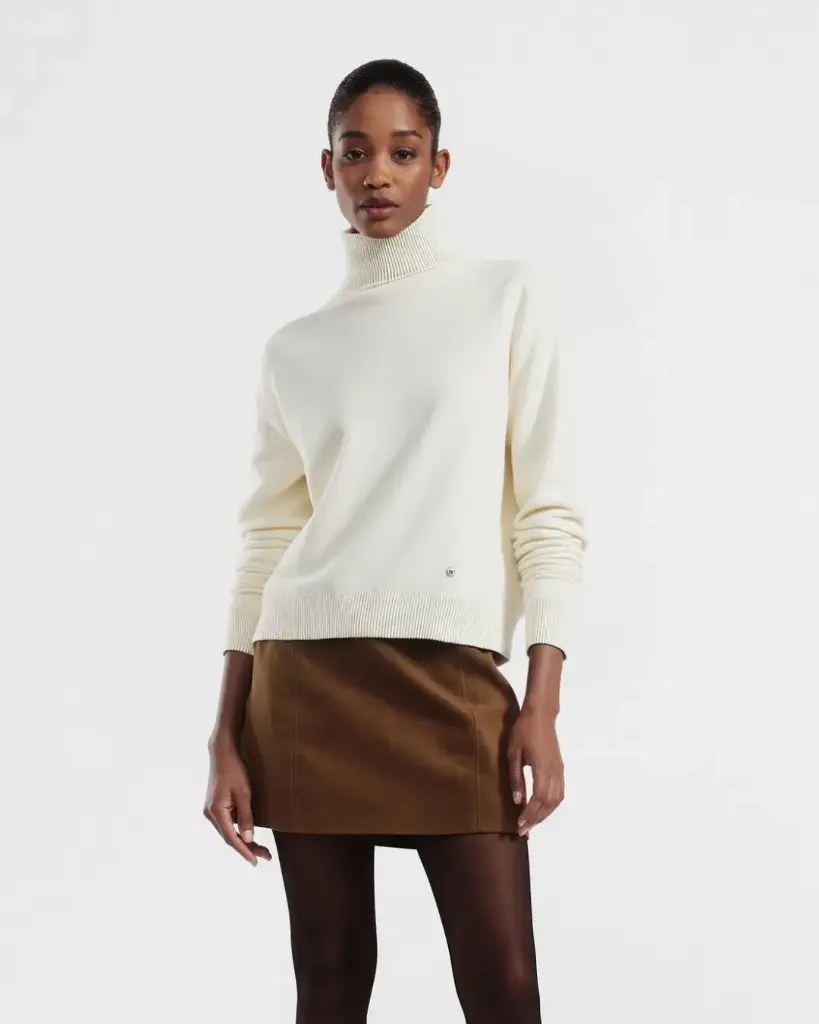 Pull "Charlotte" à col roulé blanc - Please