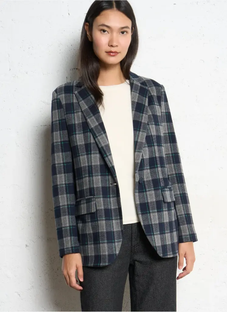 Blazer à carreaux gris & bleu - Please