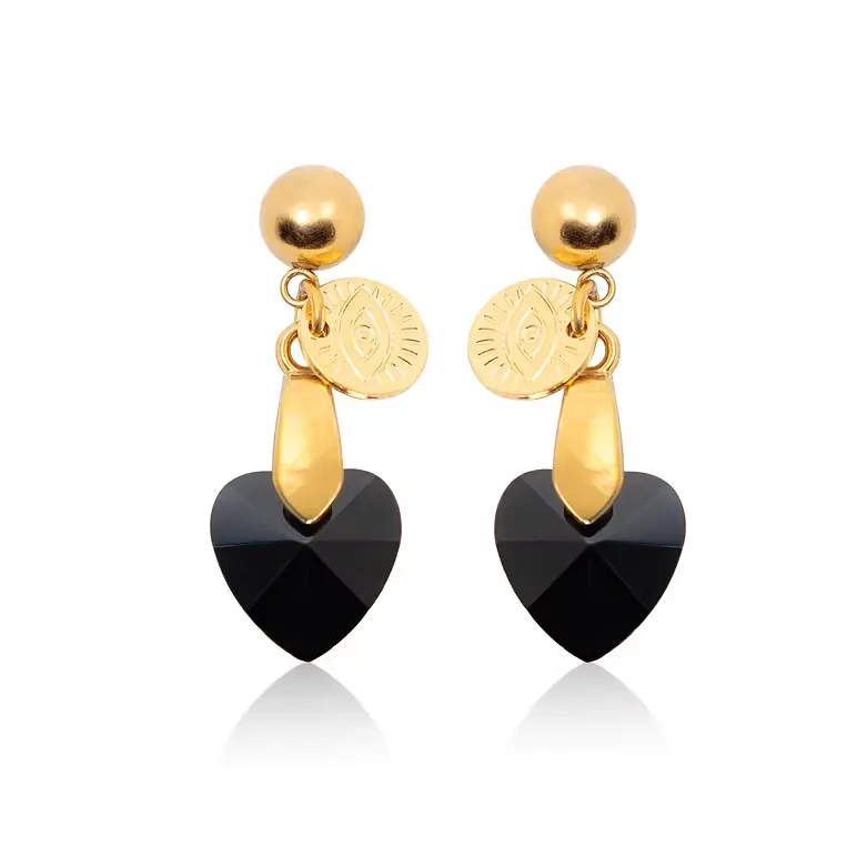 Boucles d'oreilles Muse cœur noir - Madamirma