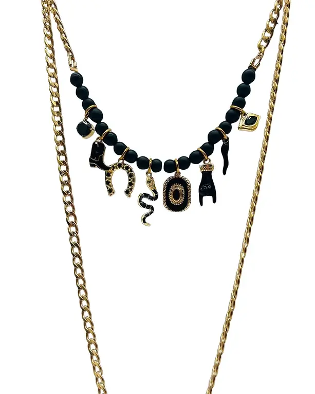 [CCNOM] Collier cravate Nomade noir - Madamirma