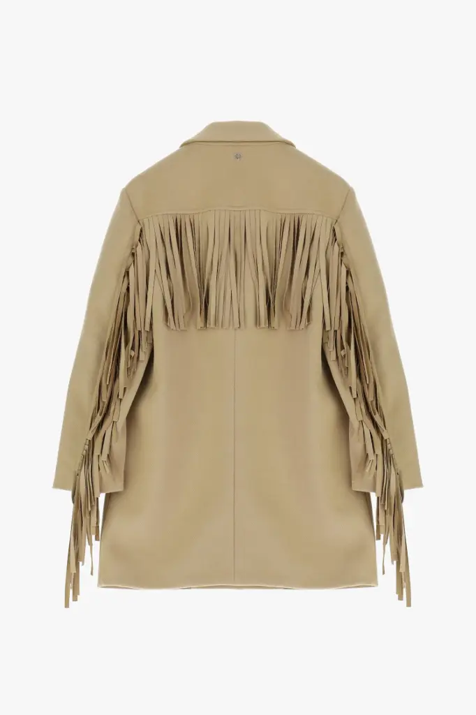 Blazer long à franges Camel - Please