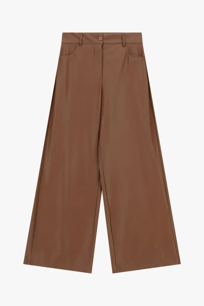Pantalon palazzo similicuir camel - Dixie