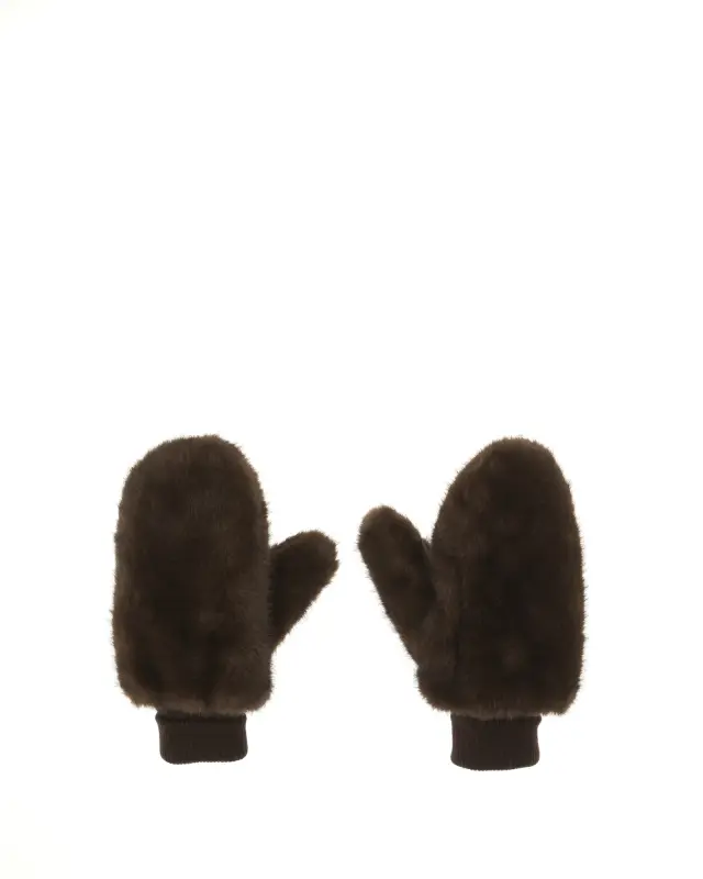 [AMY GL055 N] Mouffles en fourrure - Alex Max (NOIR)