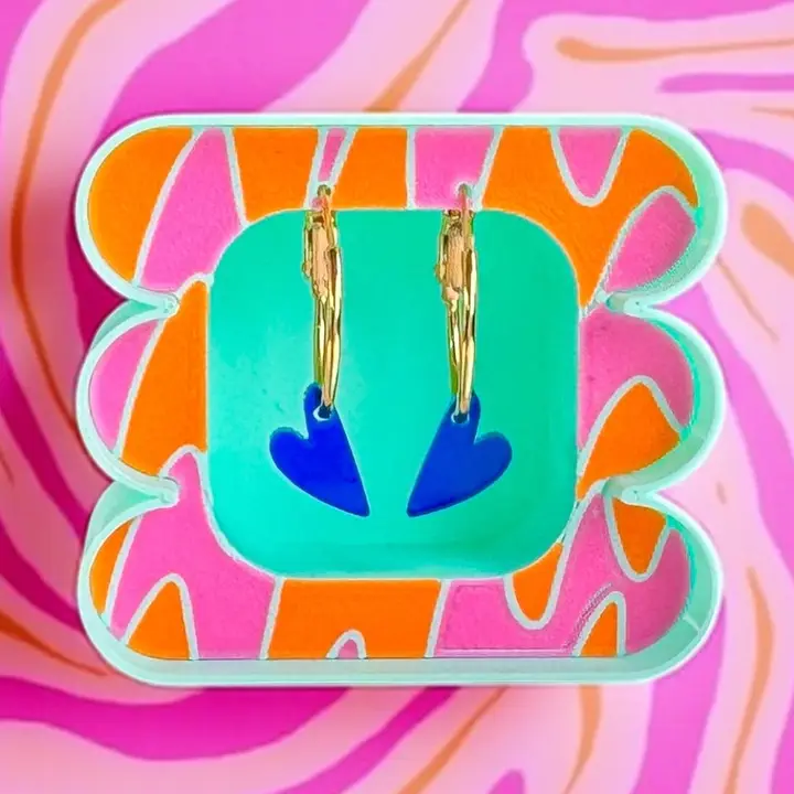 Boucles d'oreilles Heartbeat Mini Bleu - Pink Stories