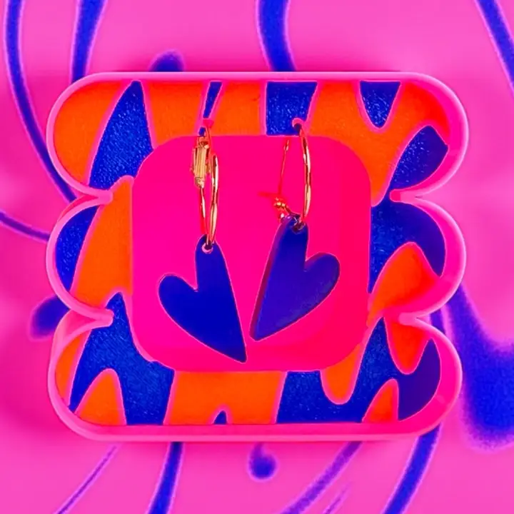 Boucles d'oreilles Heartbeat M Bleu - Pink Stories