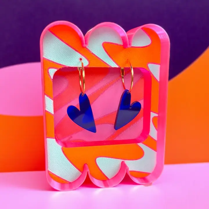 Boucles d'oreilles Heartbeat L Bleu - Pink Stories