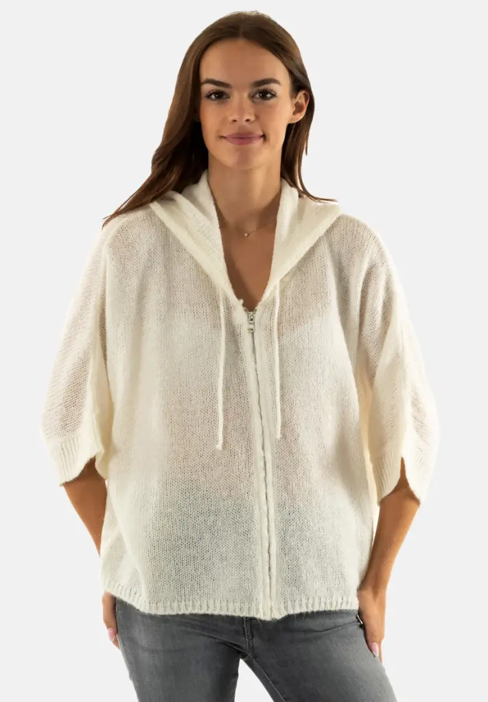 Gilet Martine blanc à capuche - Please