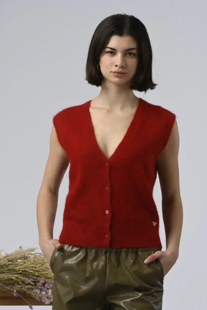 Gilet Anselme (raton laveur) rouge - Orfeo (S/M)