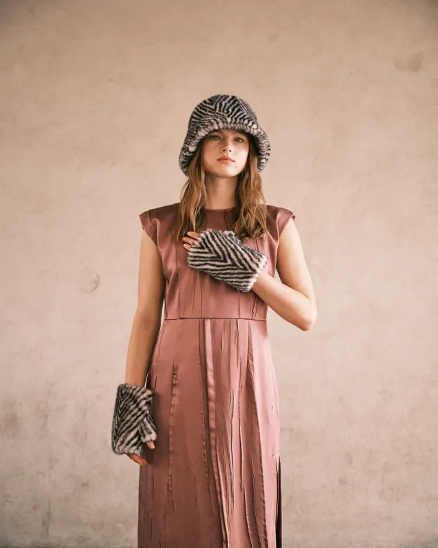 [AMY-154DN] Mitaines fausse fourrure - Alex Max (NOIR)