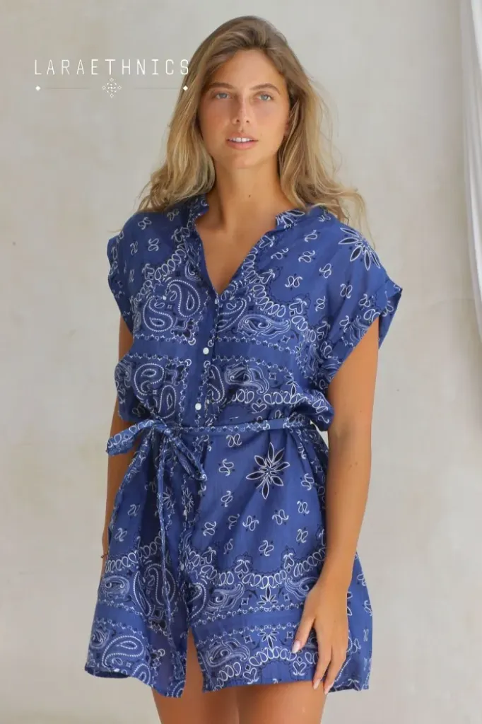 Robe Claire Bandana denim - Laraethnics