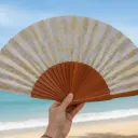 Éventail bohème paisley doré - Fantastico Fans