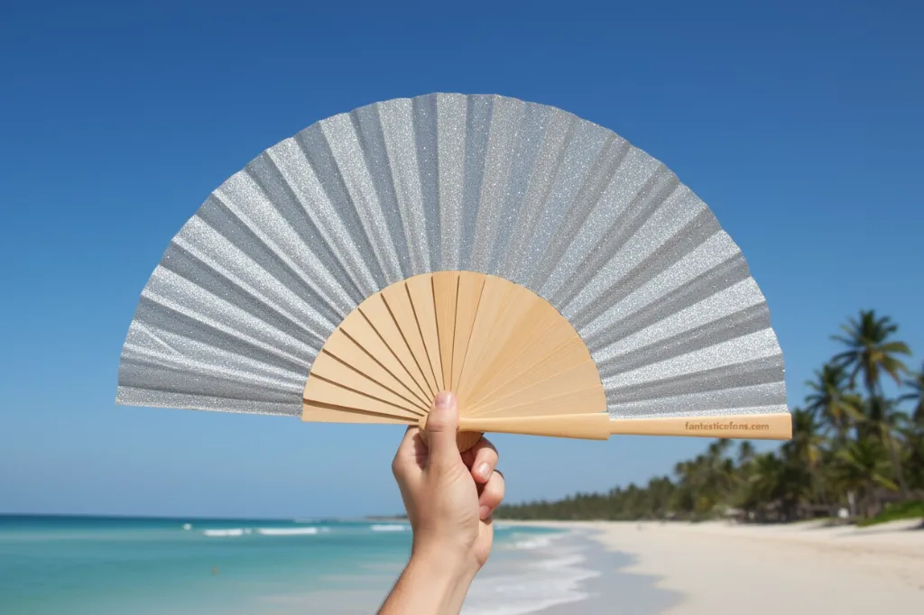 Eventail argenté paillettes - Fantastico Fans