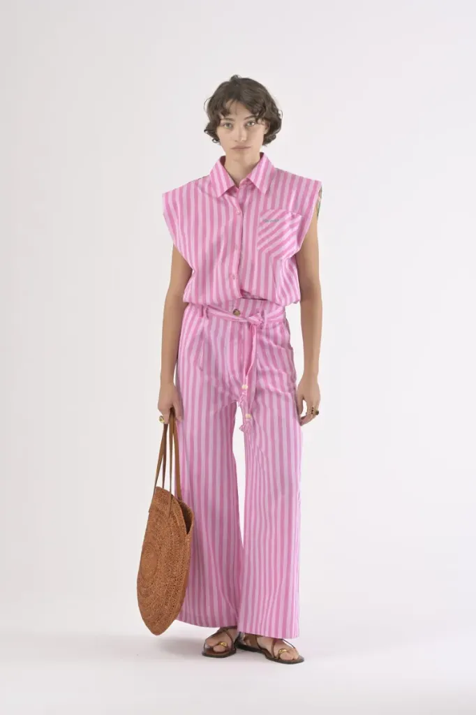 Le Pantalon Nami Rayures Roses - Orféo