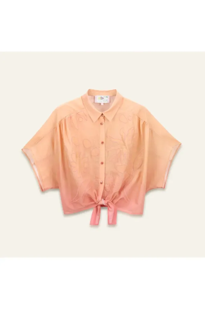 [SERENA.BRODXS] Chemise Serena brodé rose - Orféo (XS/S)