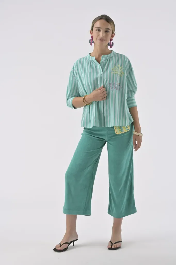 Chemise Simone turquoise - Orféo