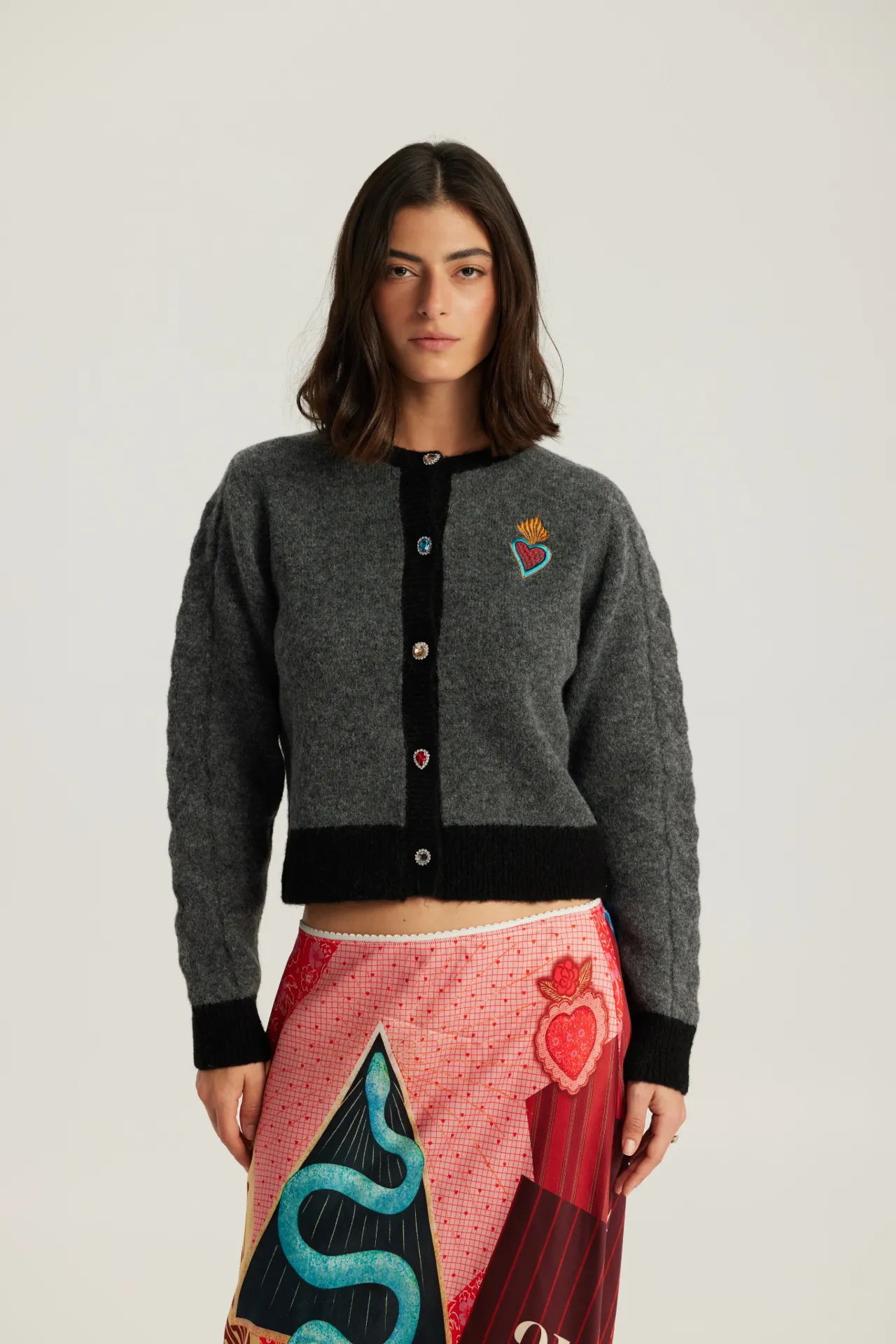 Cardigan Sofi "Kiss me" gris - ME369