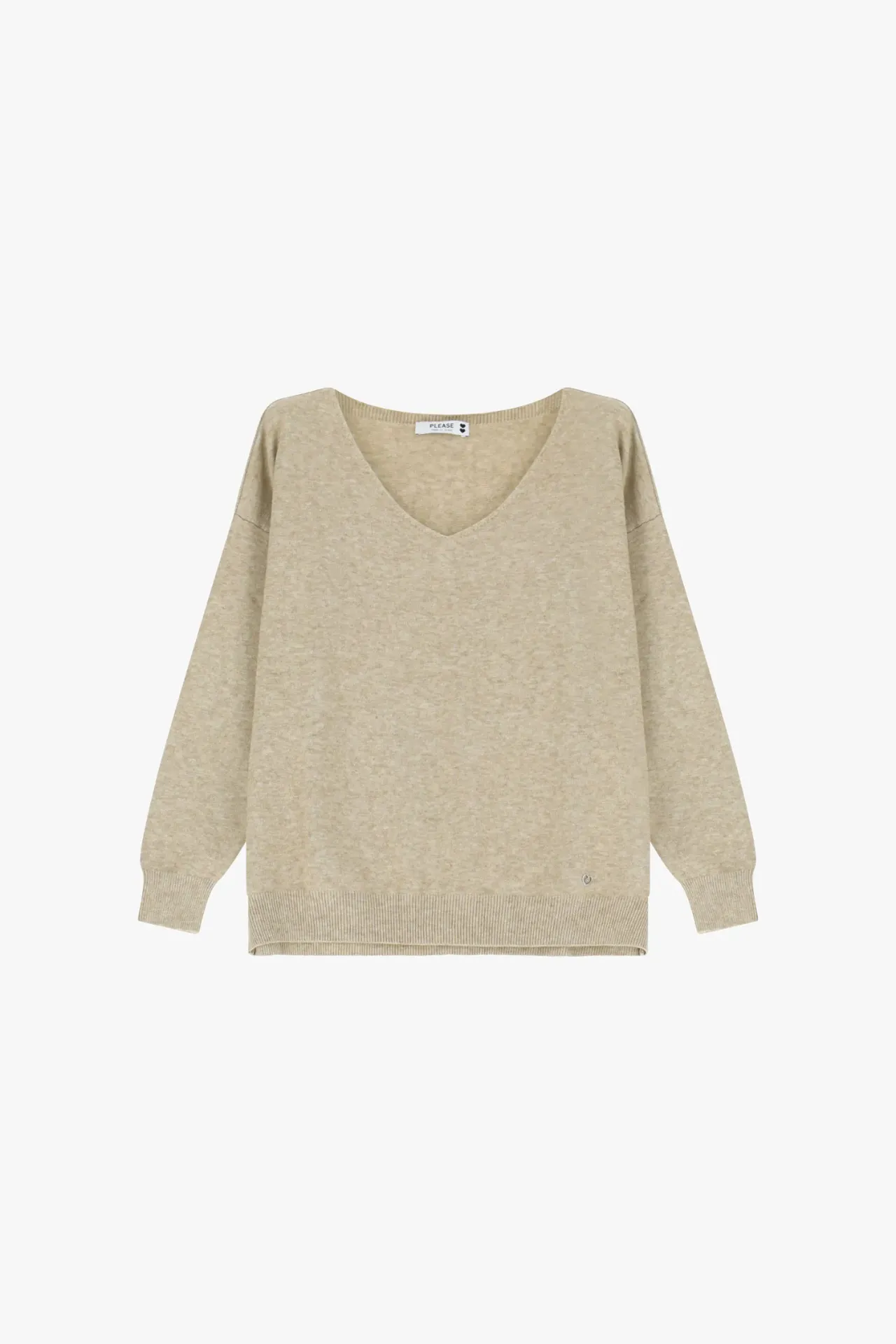 Pull col V noisette - Please