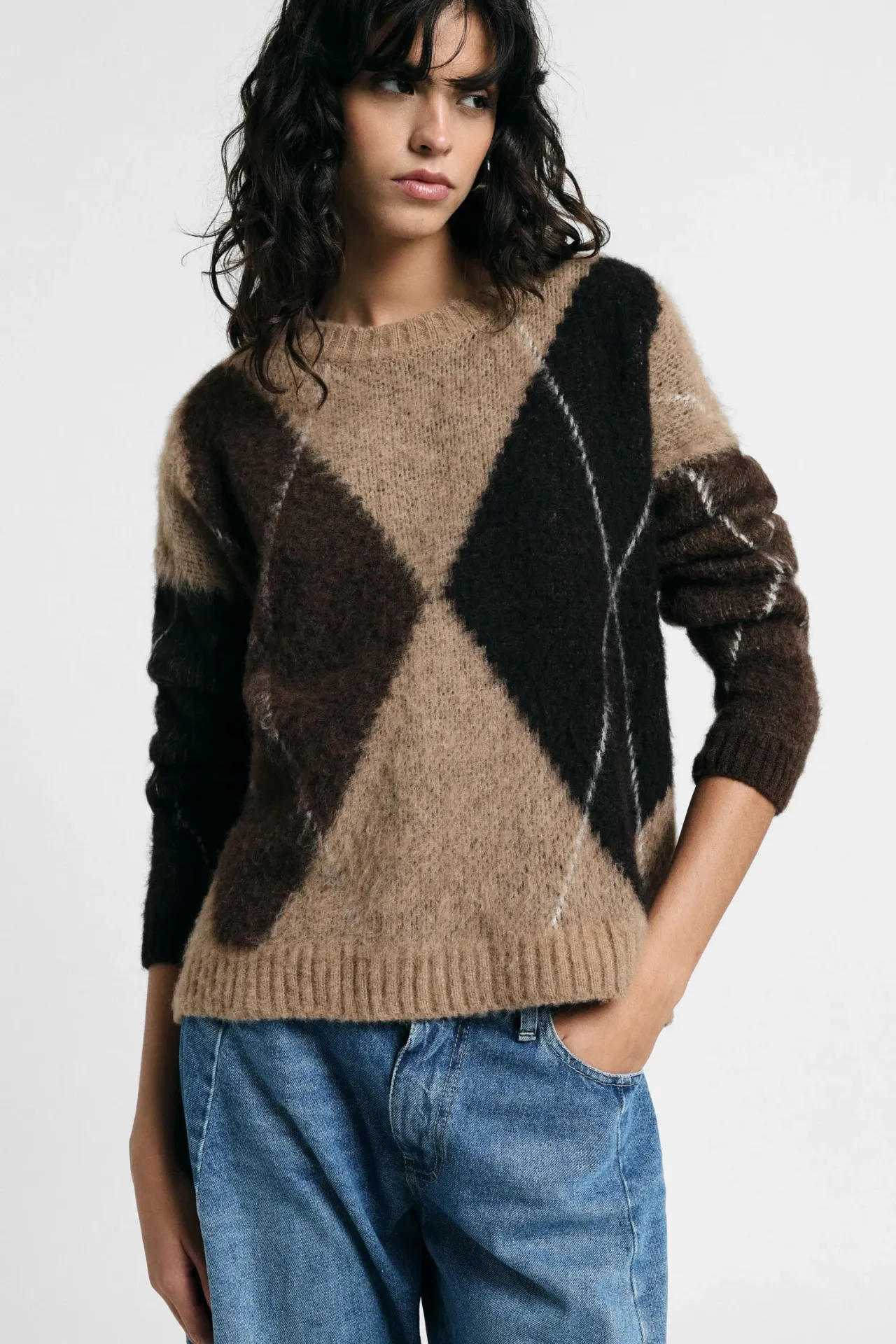 Pull Jacquard marron - Please