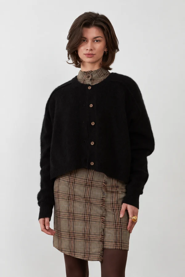 Gilet racoon & laine Azmara Noir - Orféo Paris