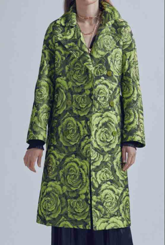 Manteau Long, Roses Limes - Maïté by Lola