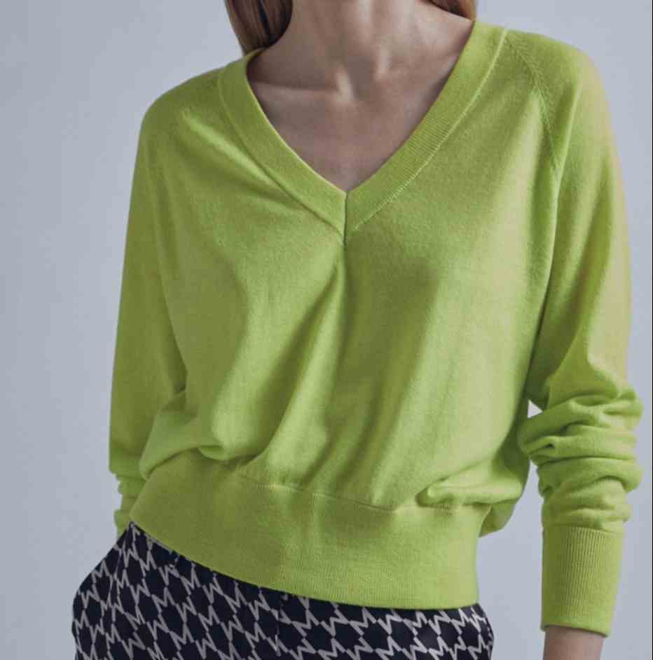 Pull Col V, Lime - Maïté by Lola
