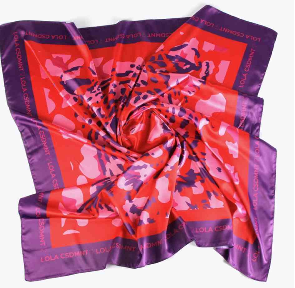 Foulard Léopard Rouge et Mauve - Maïté by Lola