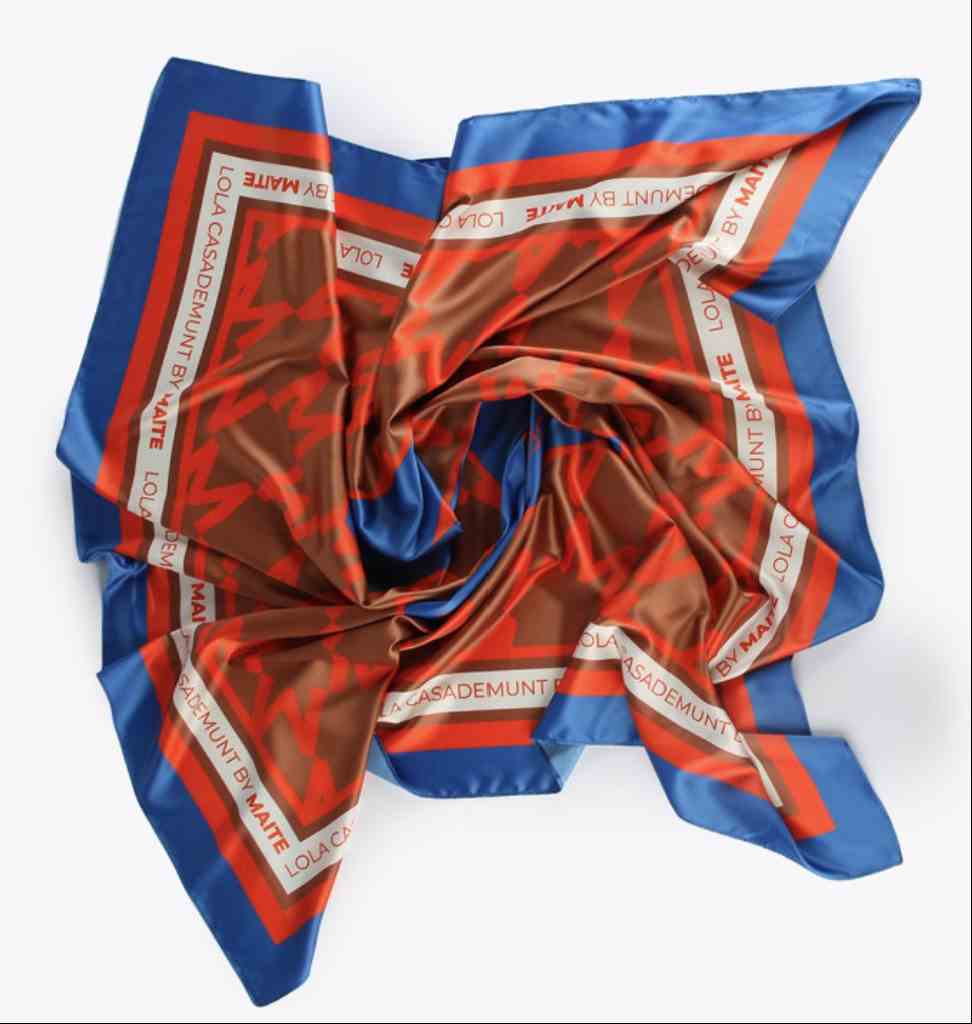 Foulard Bi colore, Logo M, Orange et Bleu - Maîté by Lola