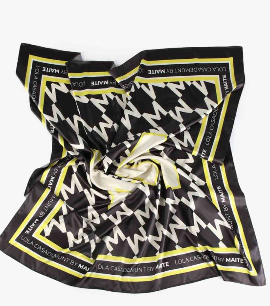 Foulard Bicolore, Logo M Noir et Lime - Maïté by Lola