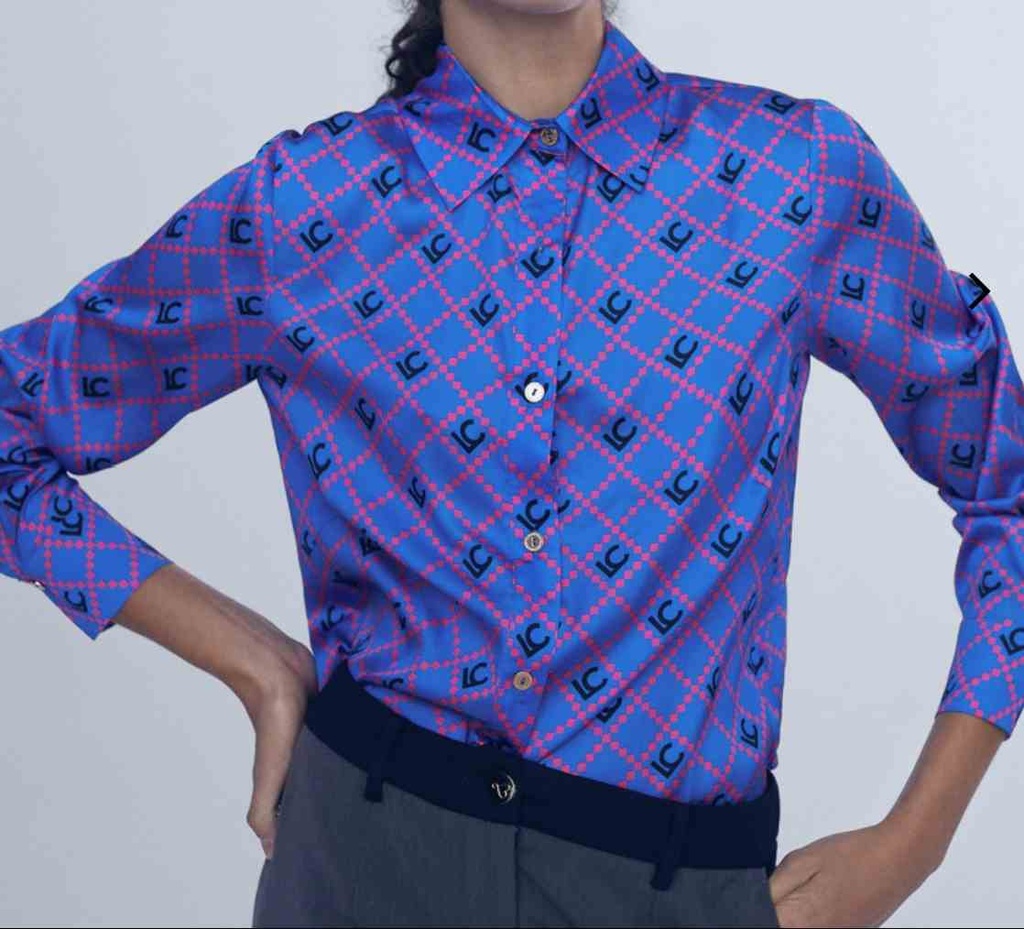 [12460013xs] Chemise Bleue et Rose Logo LC - Lola Casademunt (XS)