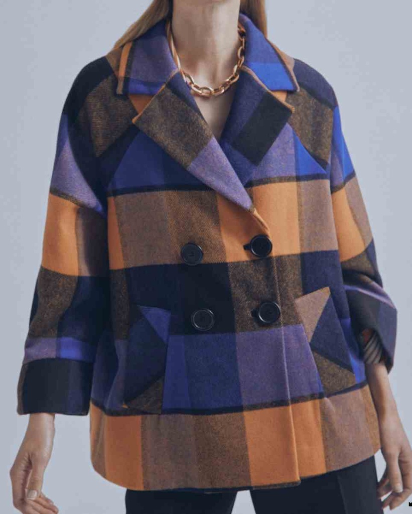 Manteau court à carreaux - Maïté by Lola