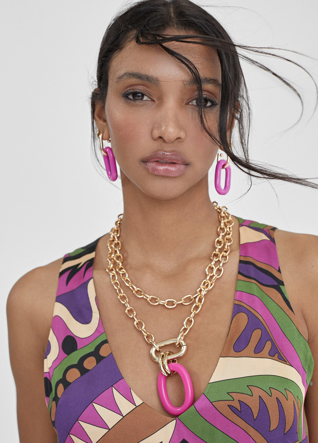 Collier double chaîne Fuchsia - Maïté by Lola