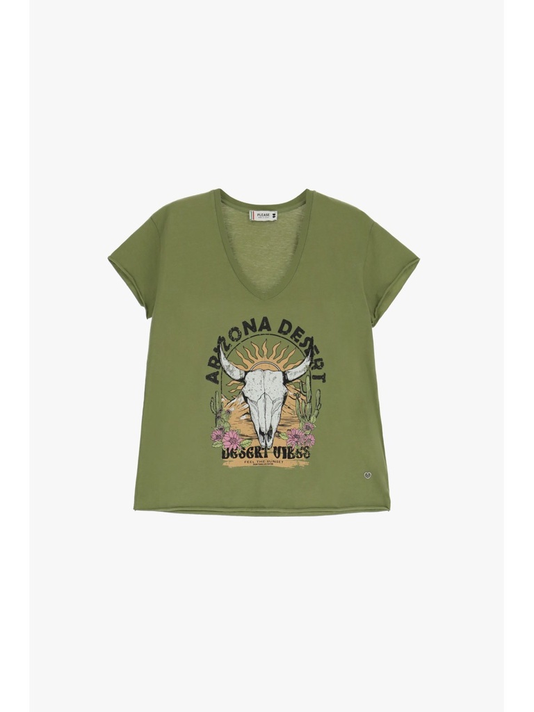 T-shirt vert - Please