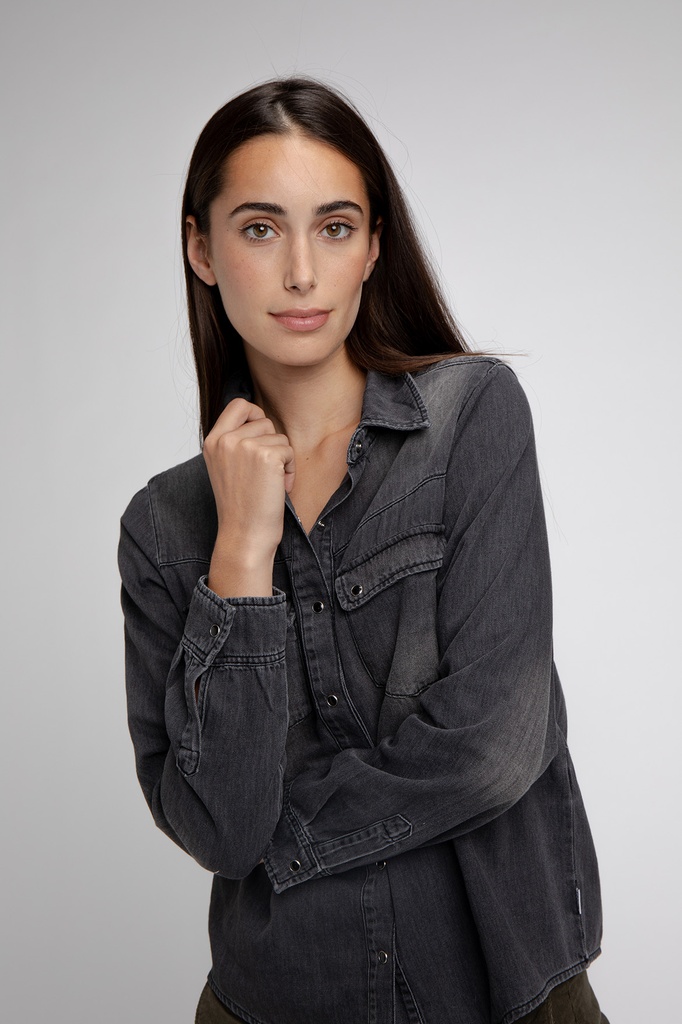 Chemise Eva black washed - Happy