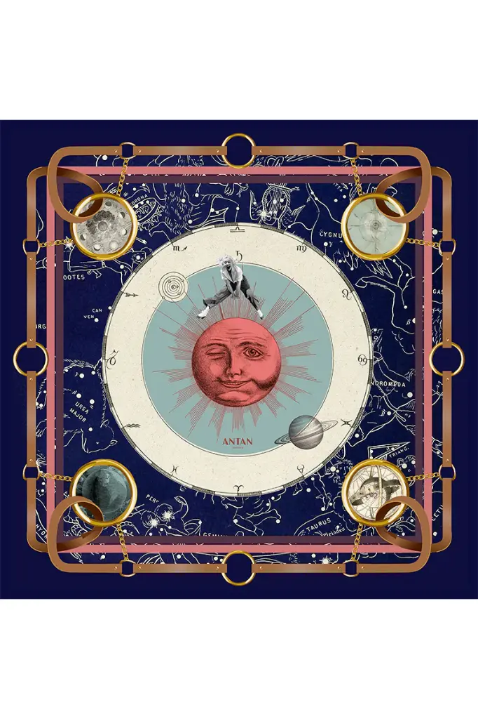 Carré de soie Zodiac - Antan  (BLEU)