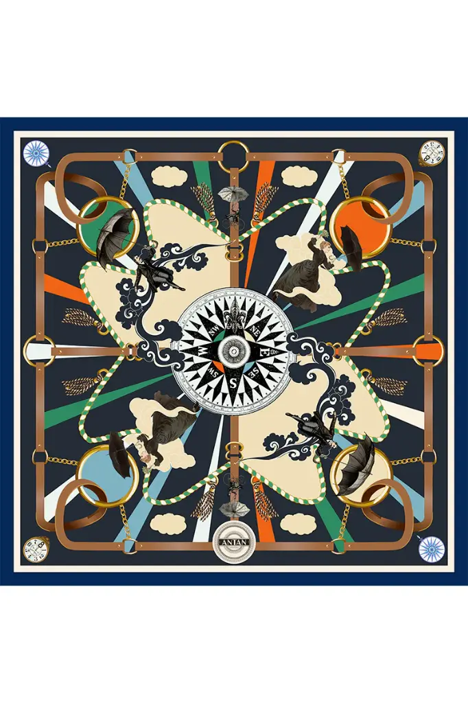 [Compass140] Carré 100% Laine Compass - Antan  