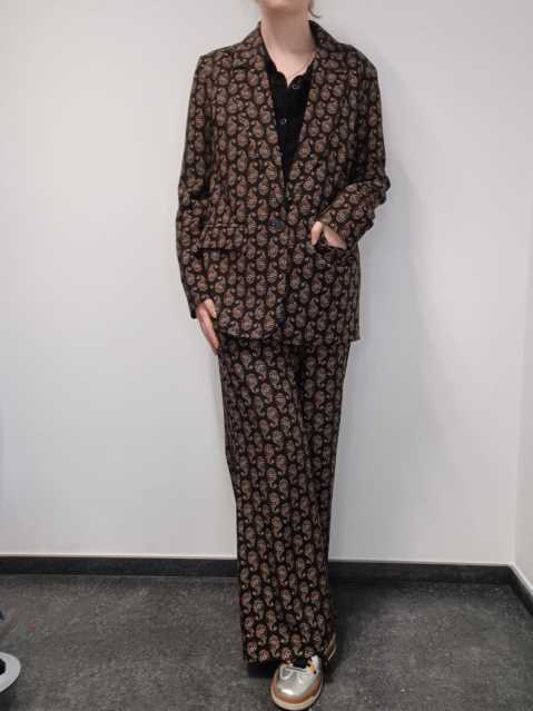 Pantalon Noire motif brun - Please